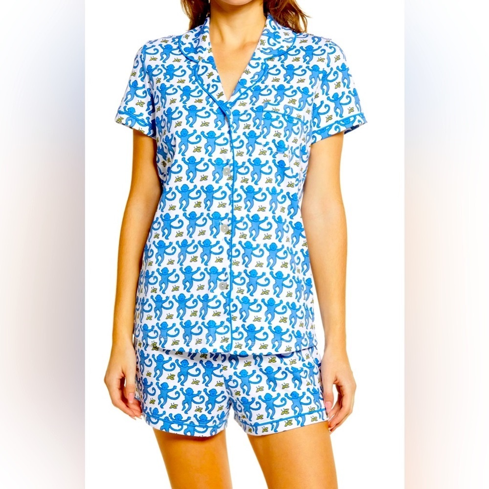 Roller Rabbit Short Sleeve Blue Monkey Polo Set